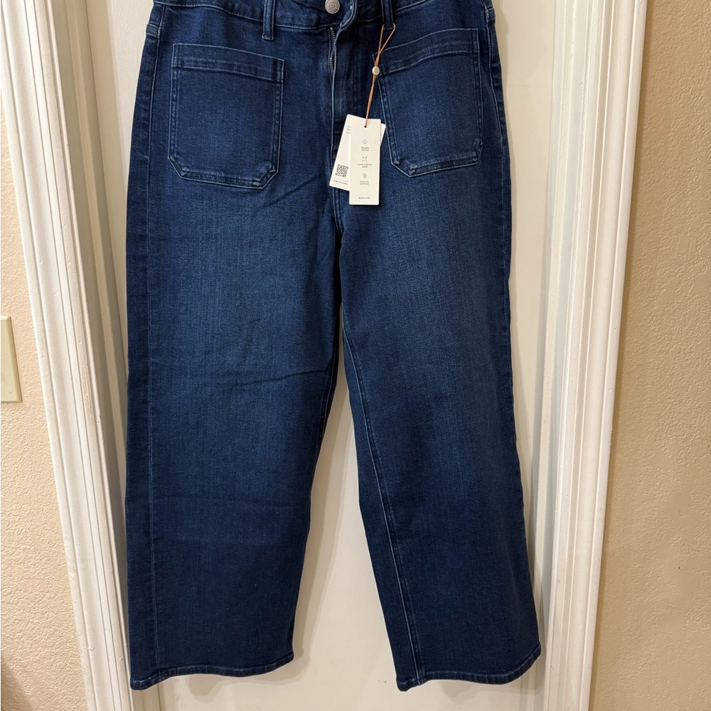 Quince Bella Stretch Patch Pocket Wide Leg Ankle Jeans in Petite
